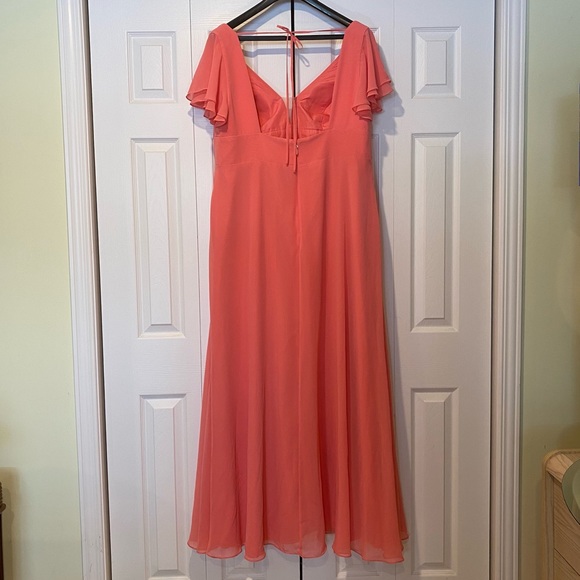 Azazie Watermelon Coral Bridesmaid Prom Long Dress Plus Size 20 - Picture 15 of 16